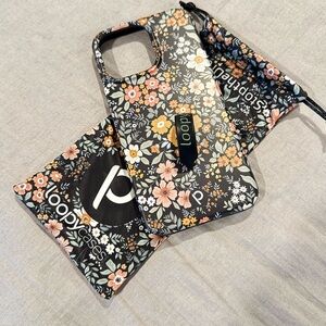 Loopy Case Floral Design  Case for iPhone 15 Pro Max- Black and Orange